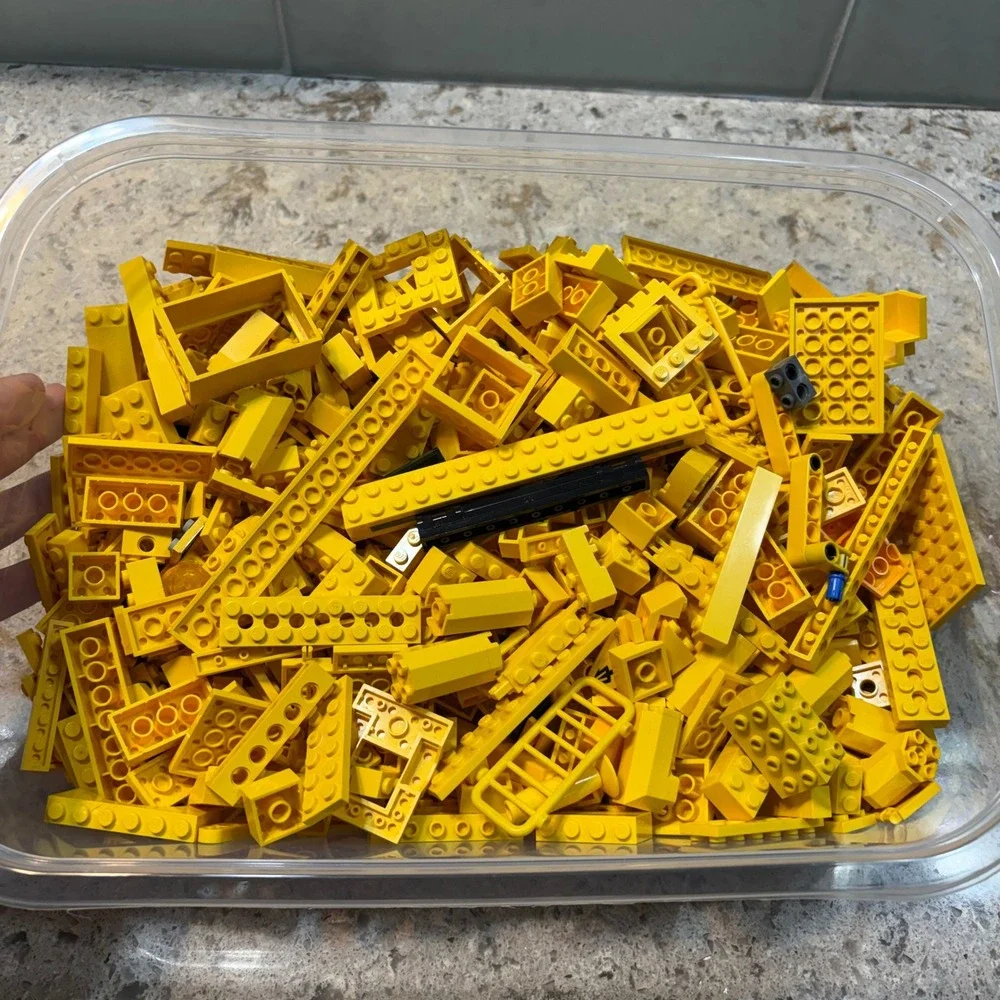 LEGO Bulk Lot Yellow Bricks Plates Pieces 2.14lb Assortment